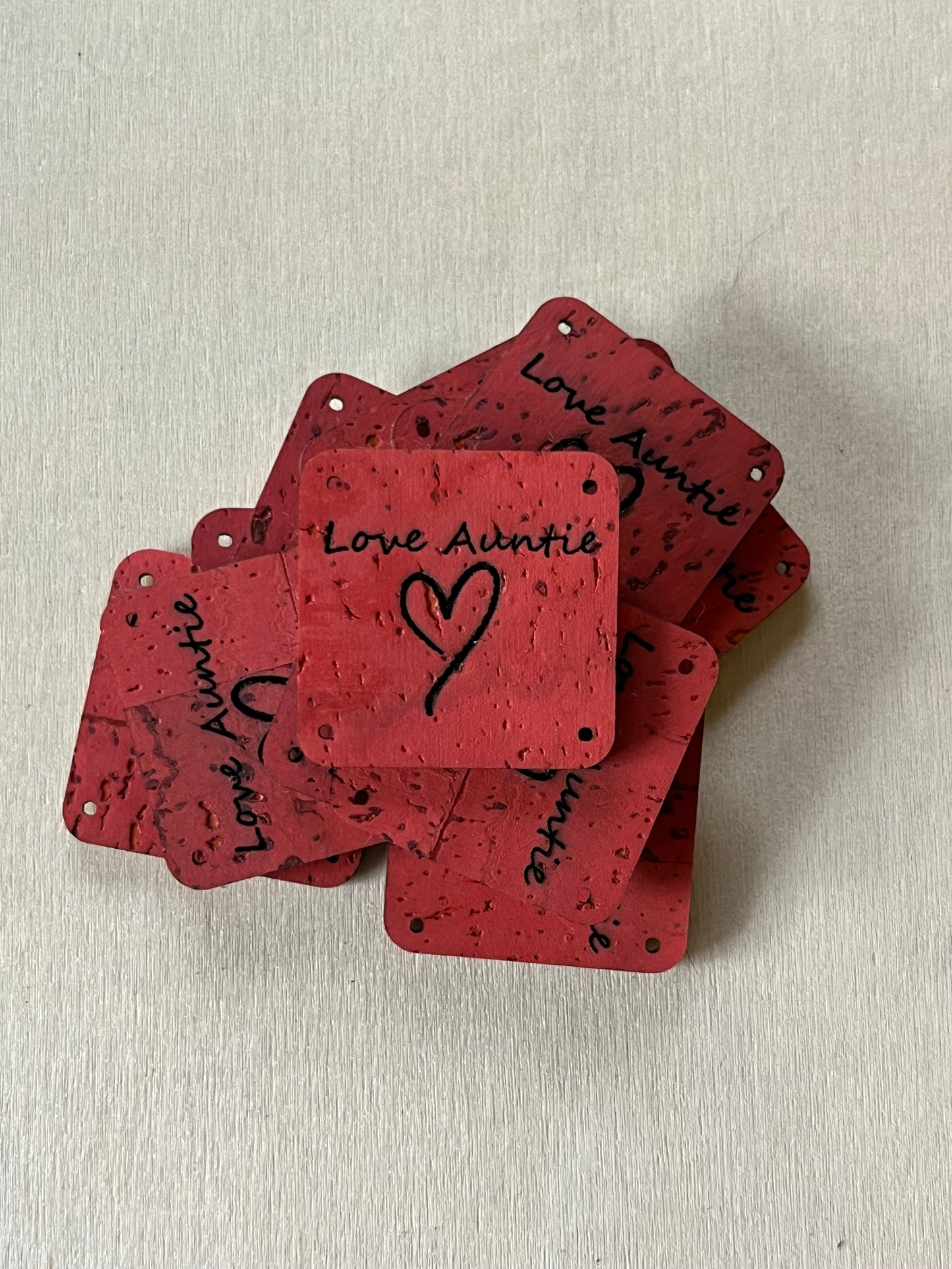 1"x1" rounded square with 4 side holes - Love Auntie