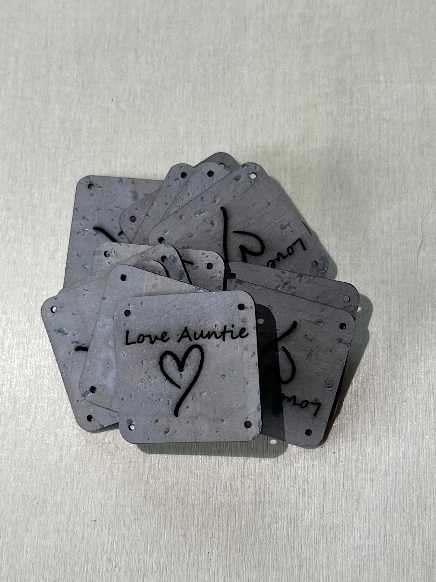 1"x1" rounded square with 4 side holes - Love Auntie