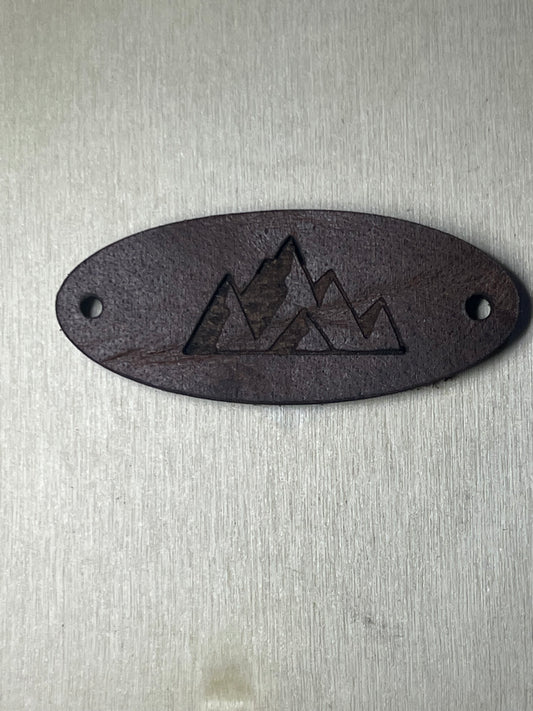 3" Oval Tag with two rivet holes - Mountains