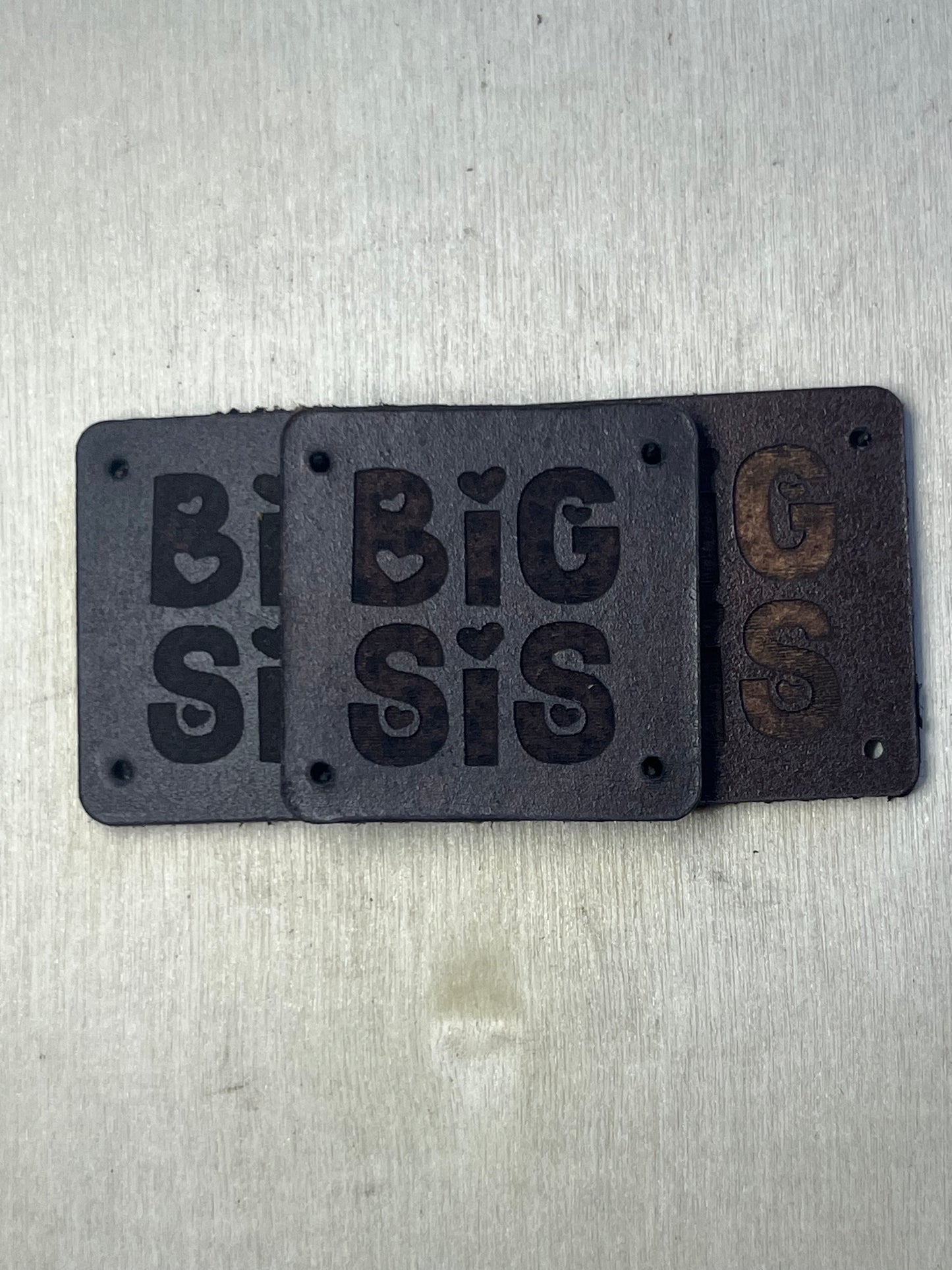 1"x1" rounded square with 4 side holes - Big Bro, Big Sis